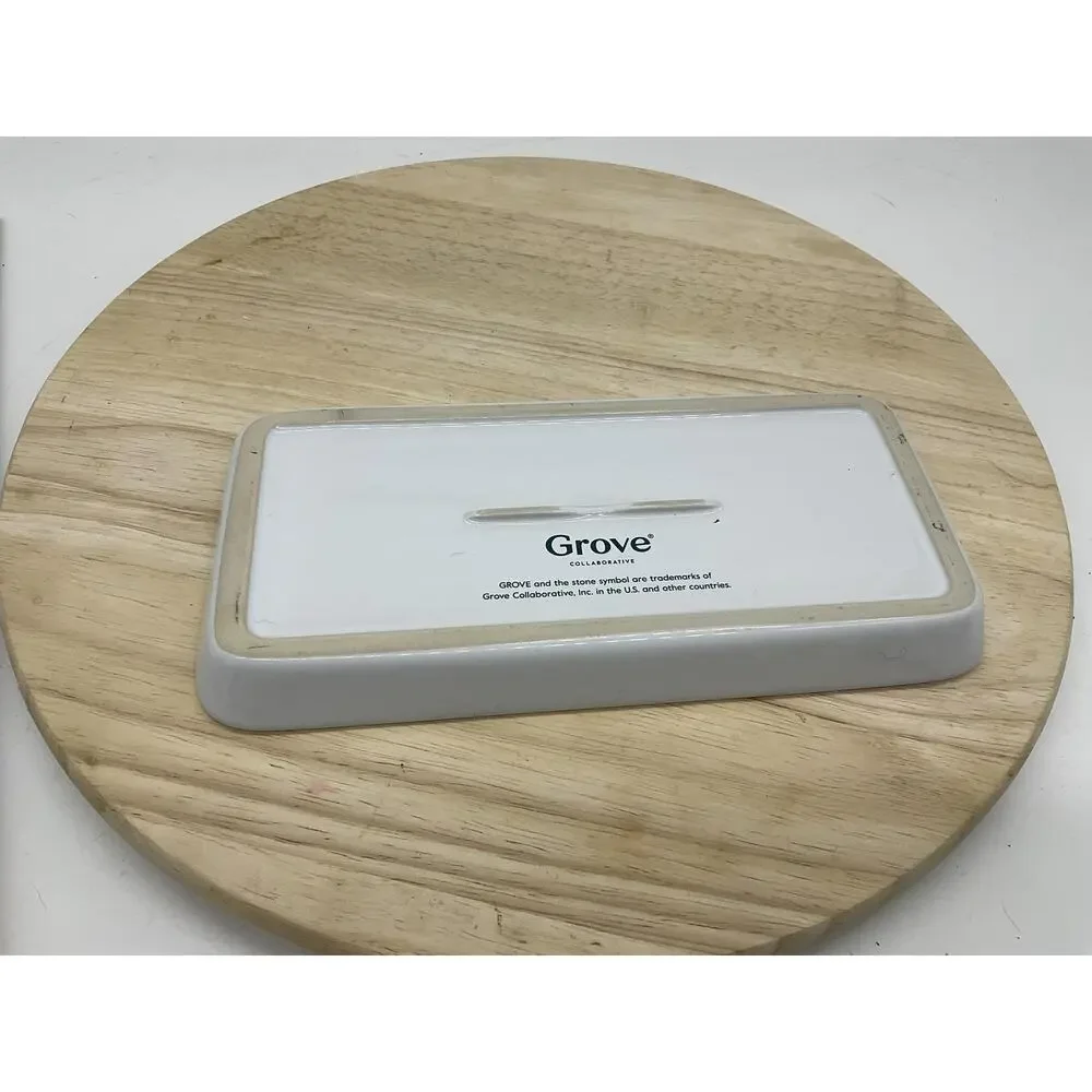 Grove Collaborative White‎ Ceramic Vanity Tray Small Rectangular Bathroom Sink